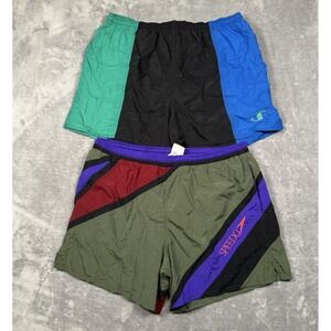 Vintage Speedo 80s 90s Colorblock Swim Shorts Lined Drawstring Pockets Trunks XL